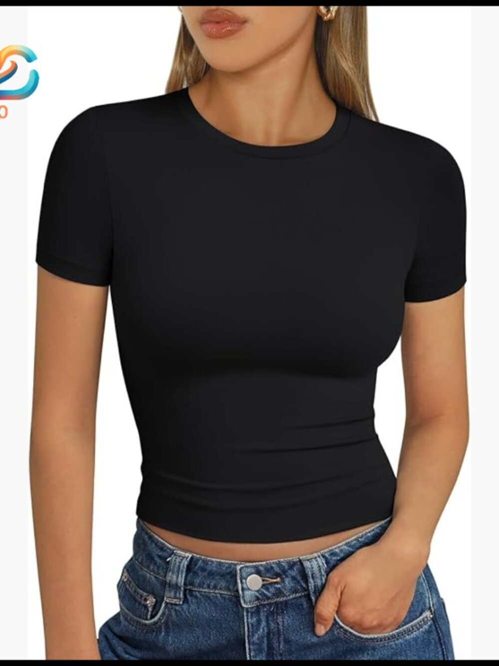 Buttery Soft Slim Fit Crop Top Tee for Workout Yoga Summer Y2K